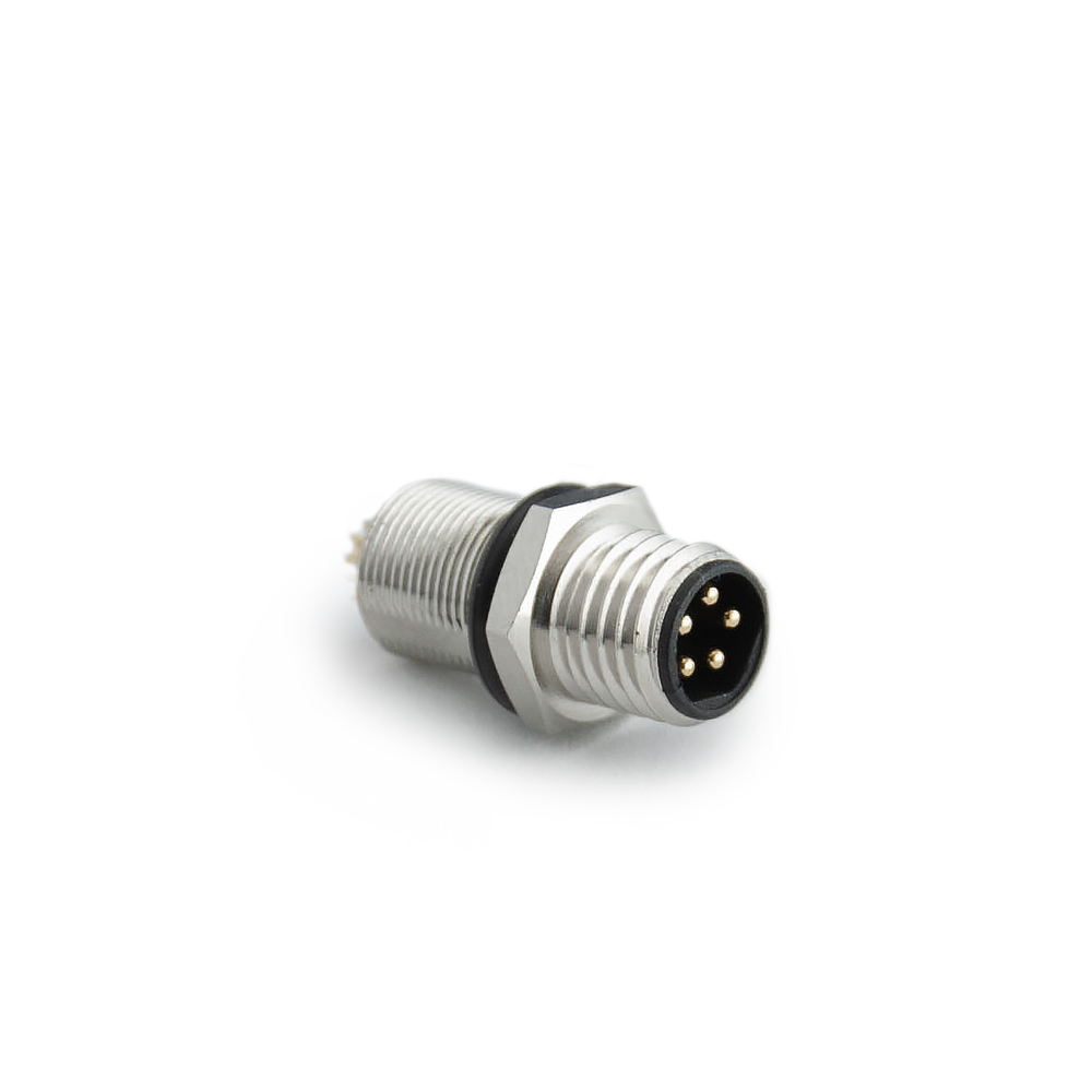 M8 Stecker 5P, B Cod. Flanschstecker, Lötanschluss, Hinterwand 