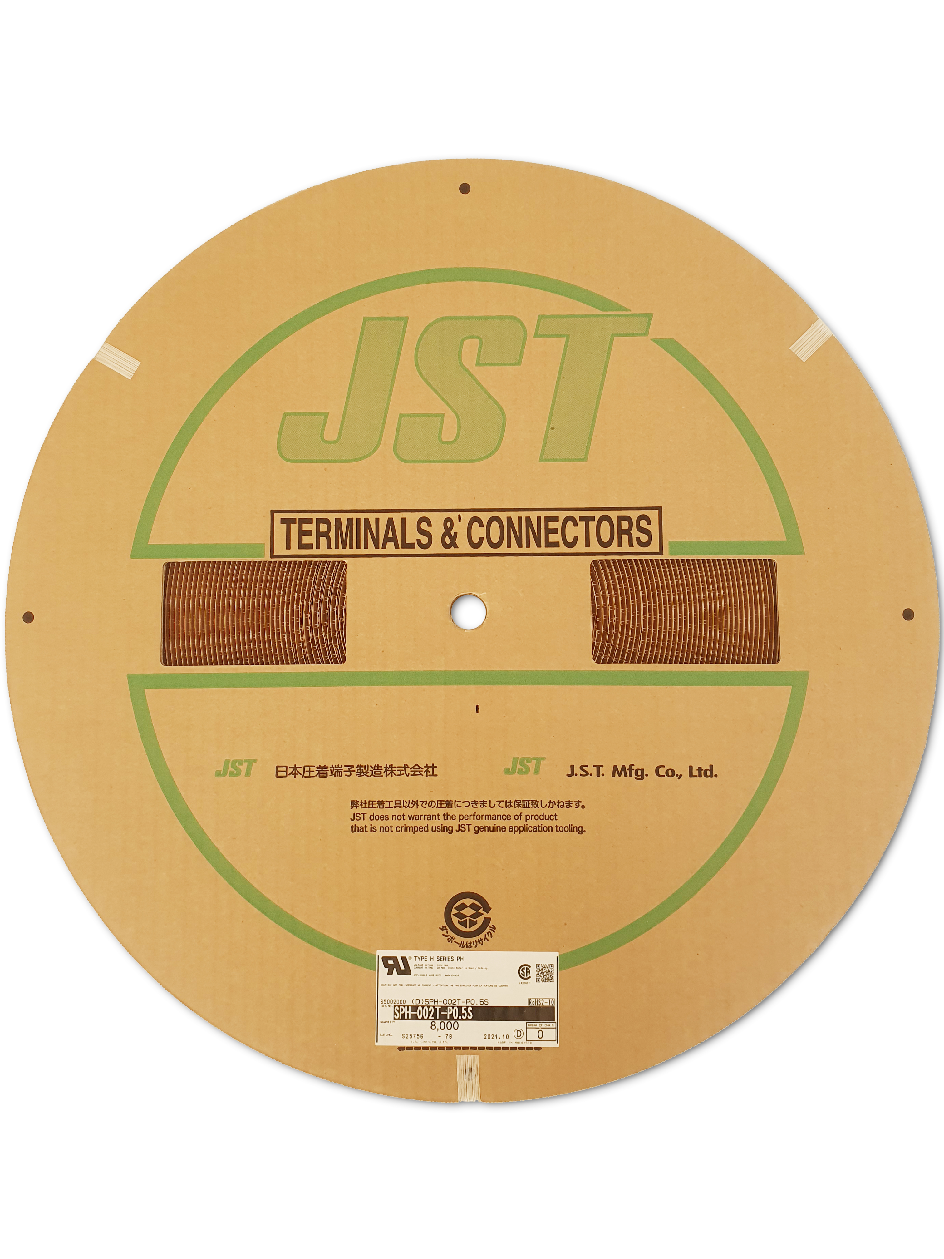 Crimpkontakt, JST SPH-002T-P0.5S, Raster: 2.00mm, WtB,  AWG 30-24, 100 Kontakte als Gurtabschnitt