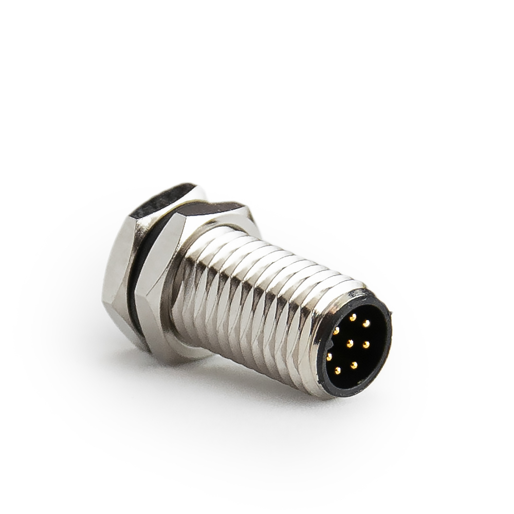 M8 Stecker 8P, A Cod. Flanschstecker, Lötanschluss, Front Verschraubung, gerade, ohne Leitung