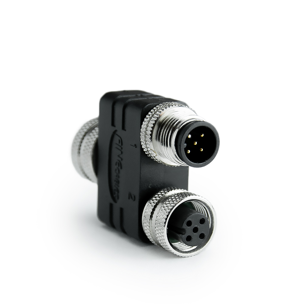M12 Y- Verteiler Rundsteckverbinder 5P, A Cod. Buchse, Stecker-Buchse, gerade, ohne Leitung