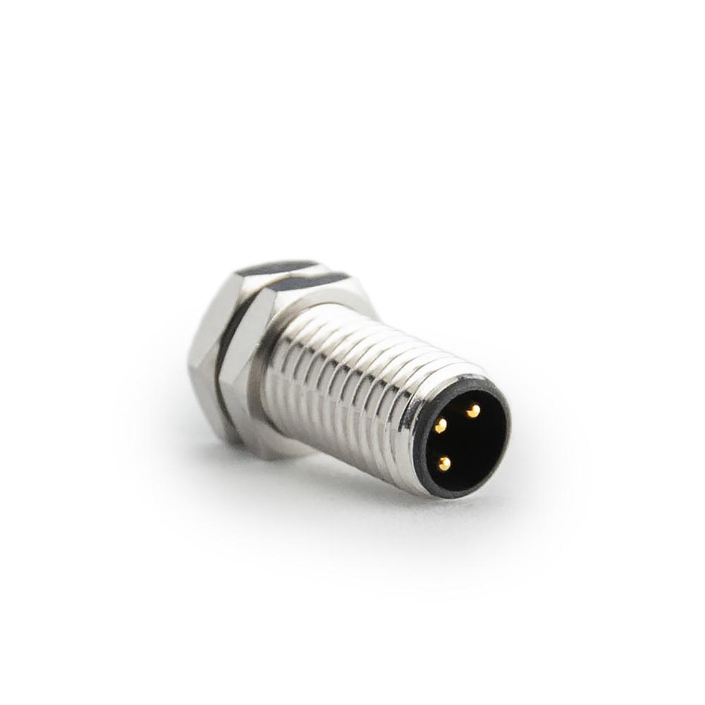 M8 Stecker 3P, A Cod. Flanschstecker, Lötanschluss, Front Verschraubung, gerade, ohne Leitung